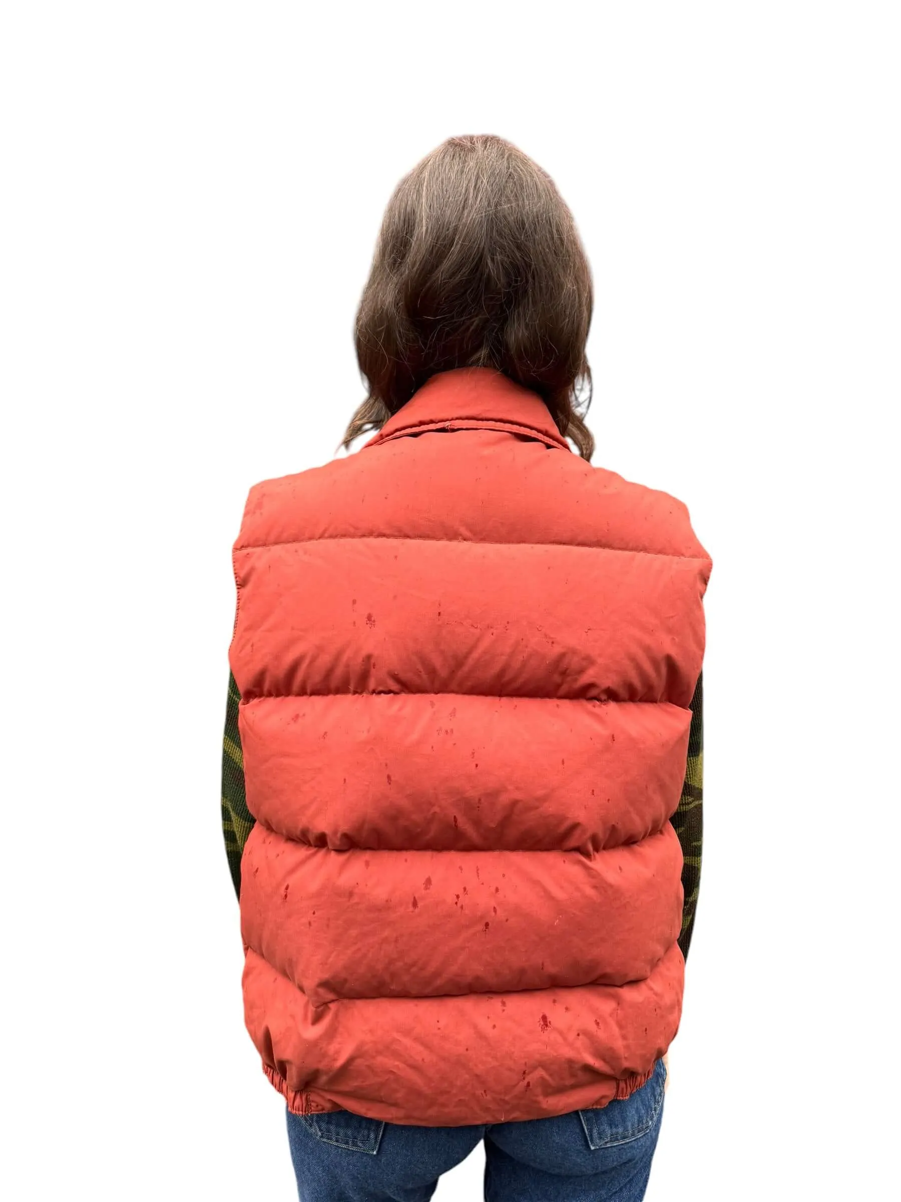 1970s Sears Burnt Orange Puffer Vest L