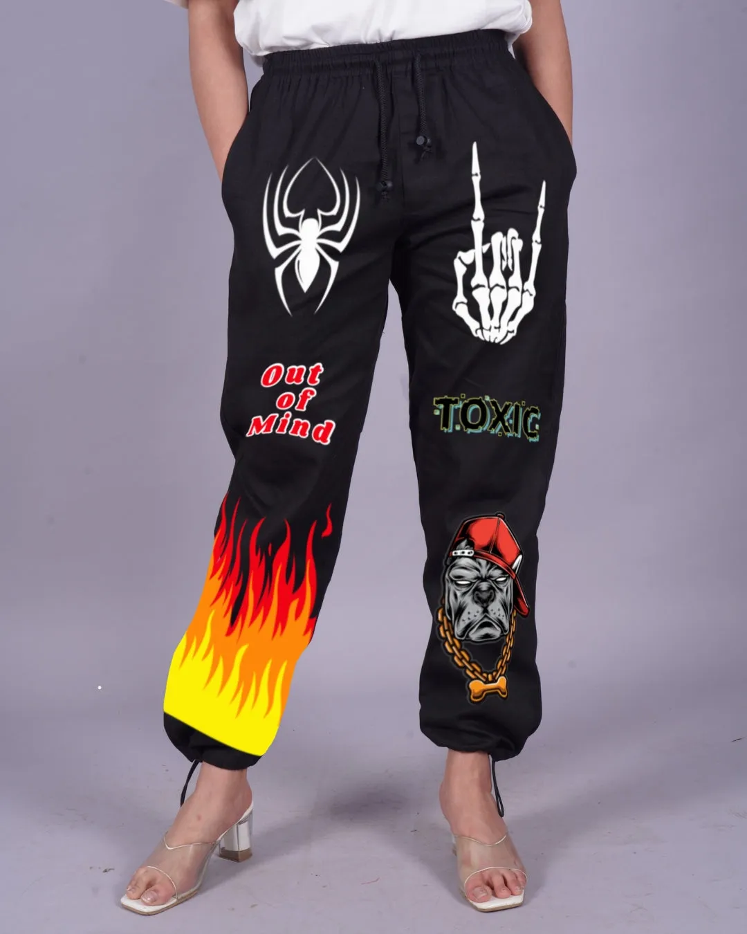 Black Adjustable Cargo Pants for Women - Fire Toxic