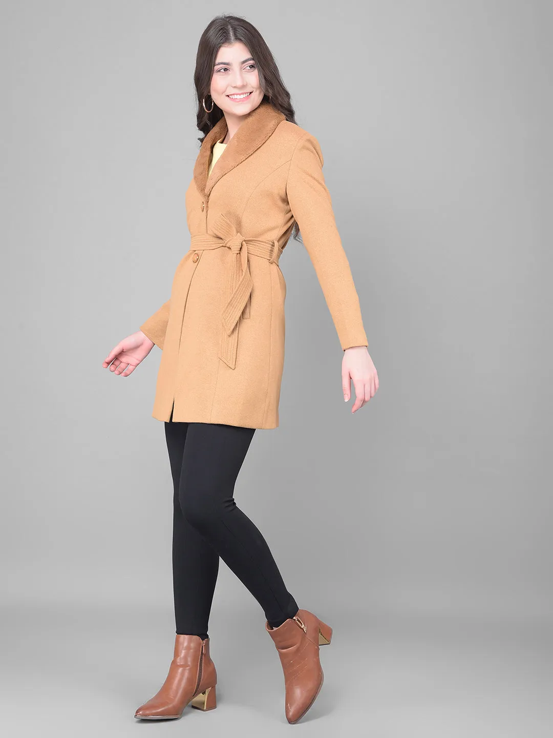 Brown Single Breasted Trench Coat