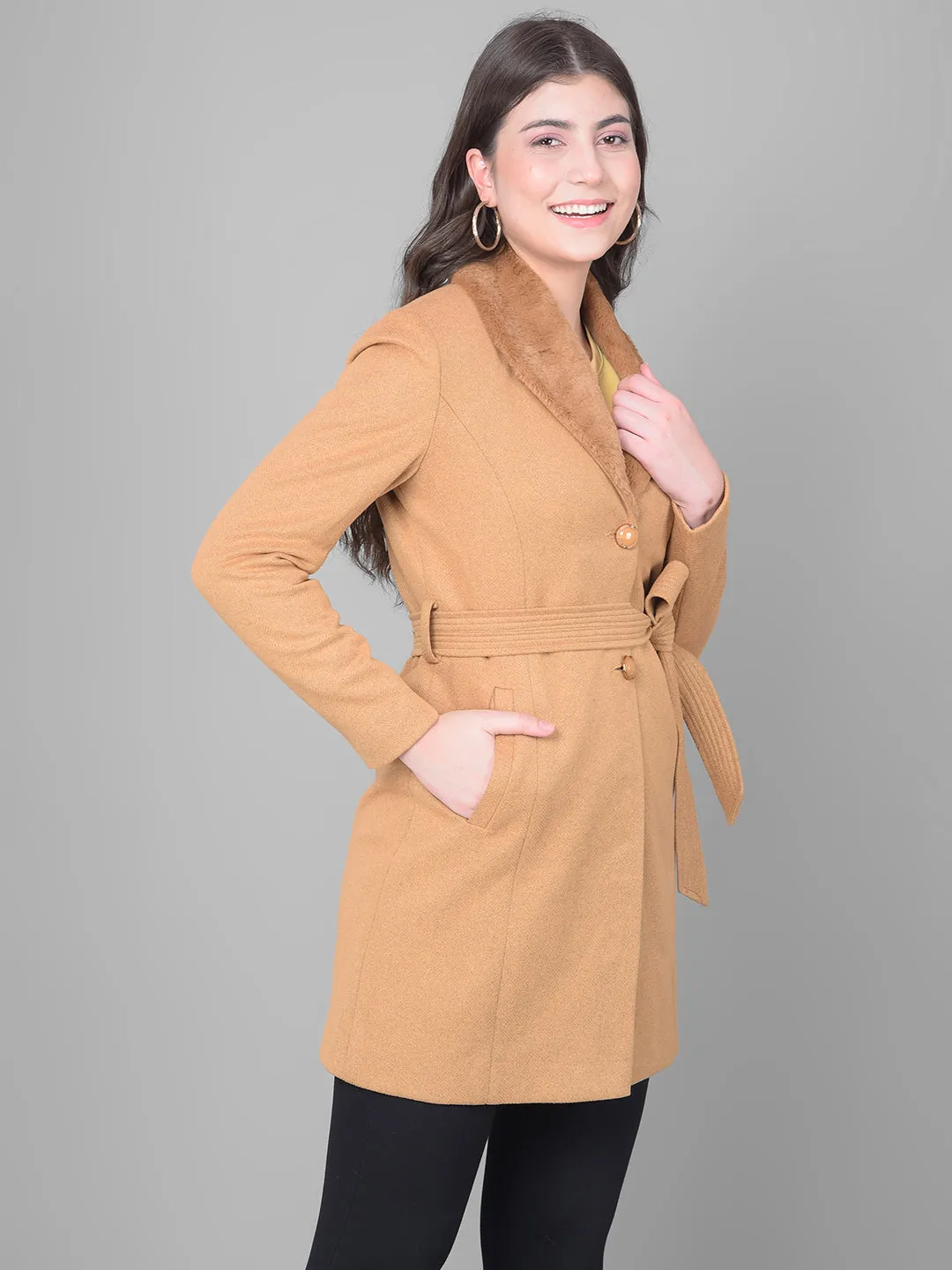 Brown Single Breasted Trench Coat