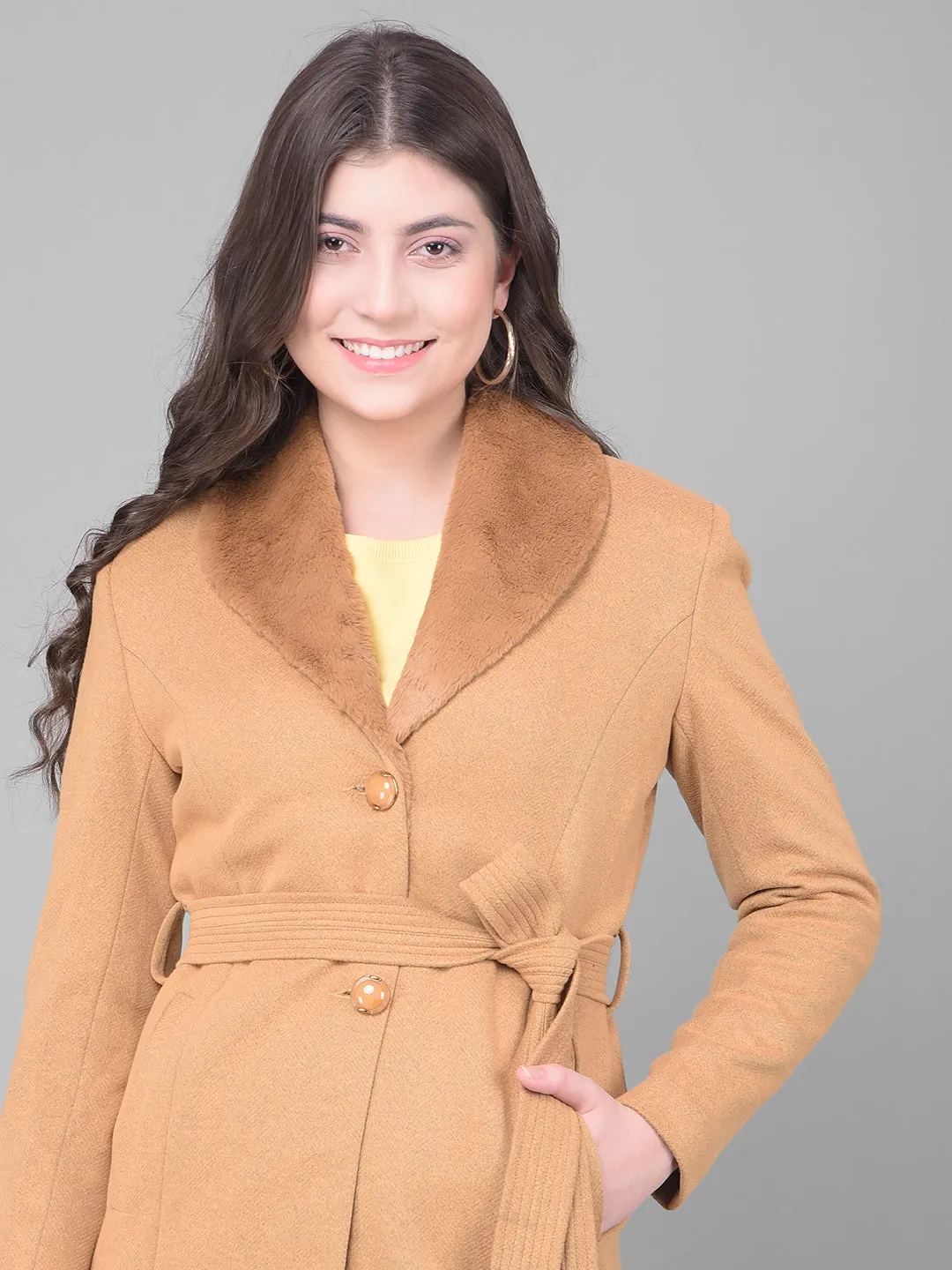 Brown Single Breasted Trench Coat