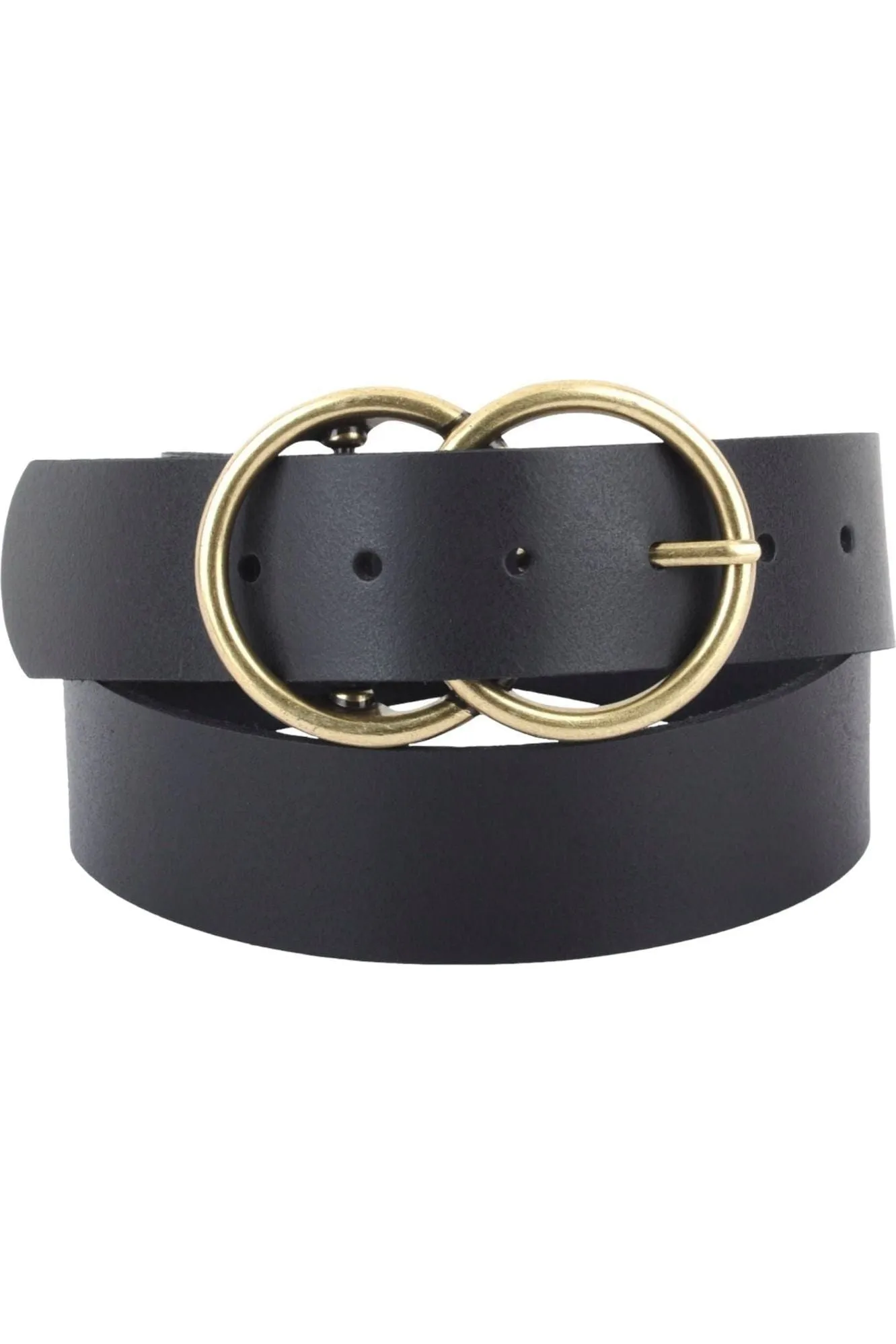 Double Circle Buckle Leather Belt