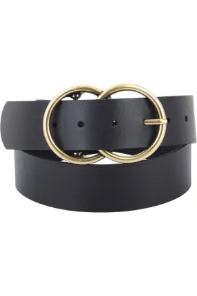 Double Circle Buckle Leather Belt