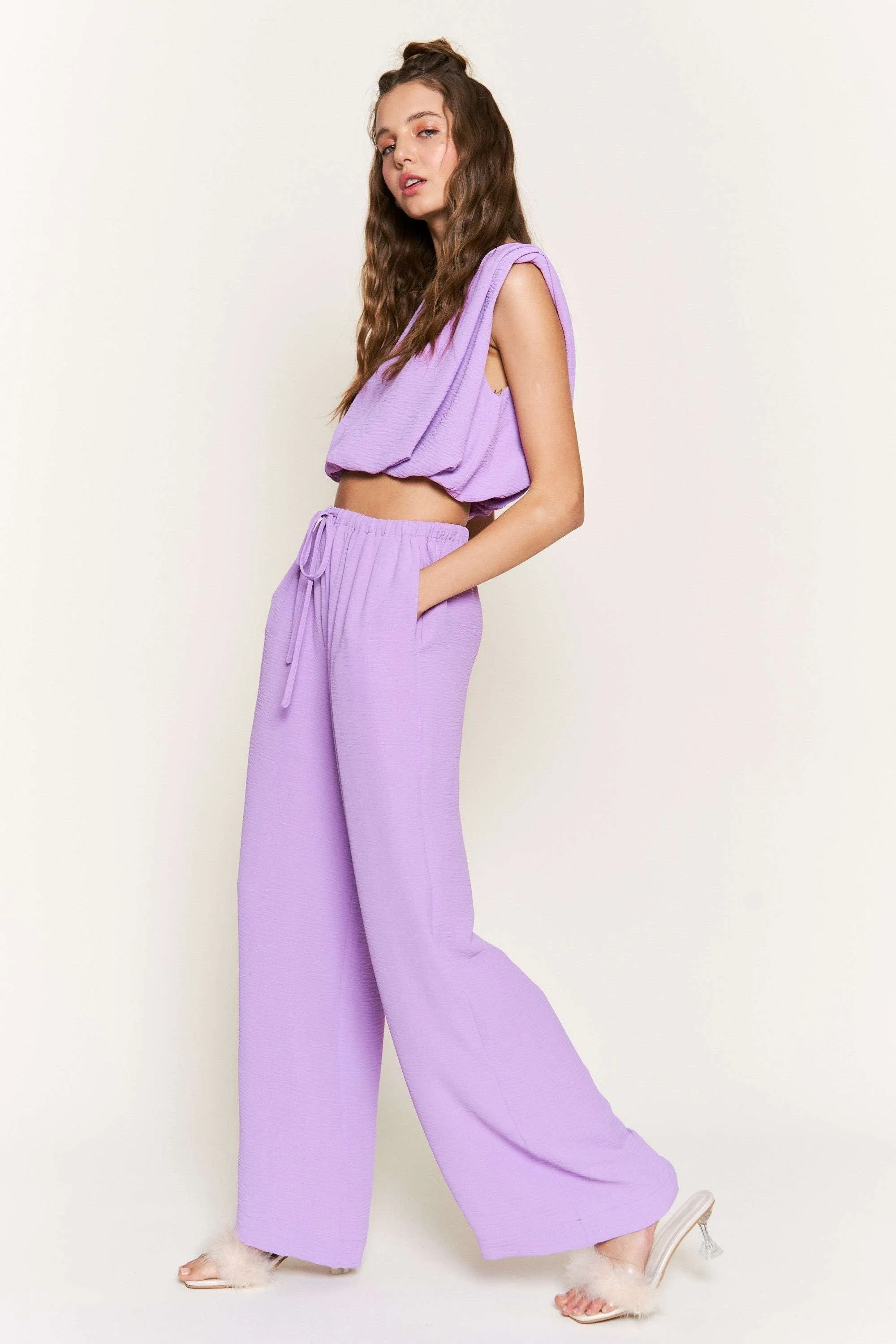 Drawstring Pants with Crop Top