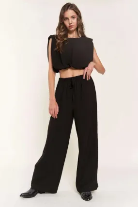 Drawstring Pants with Crop Top
