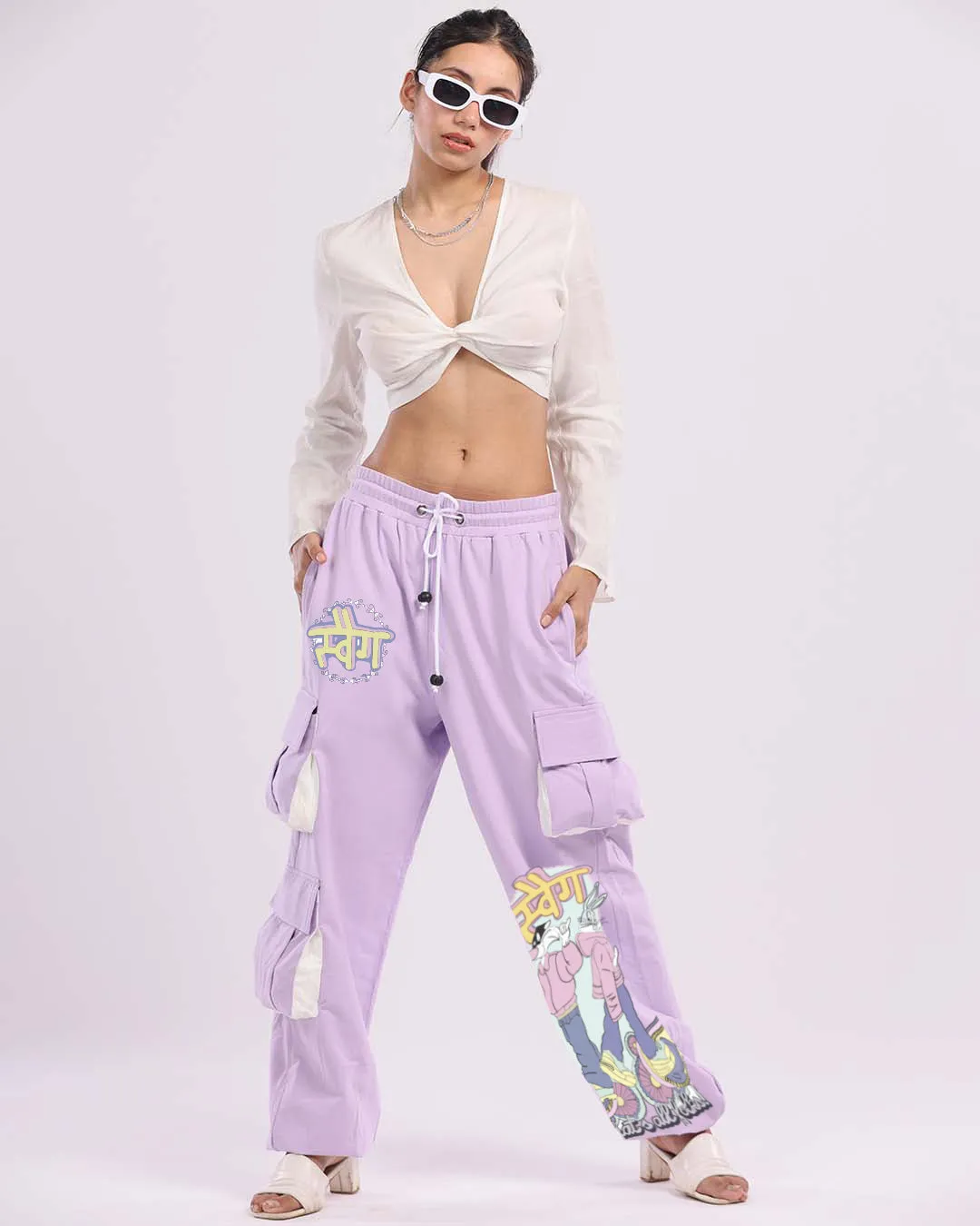 Feminist Fashion: Lavender All Day Women's Cotton Cargo Joggers