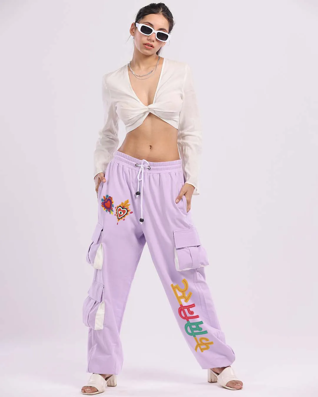 Feminist Fashion: Lavender All Day Women's Cotton Cargo Joggers