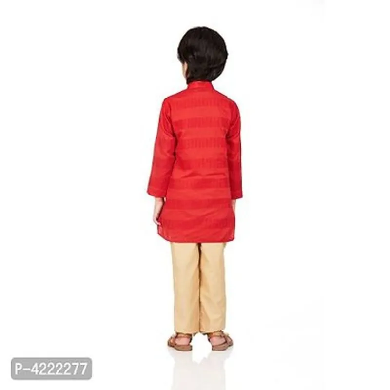 Full Sleeve Cotton Kurta Pyjama For Boys (Rust)