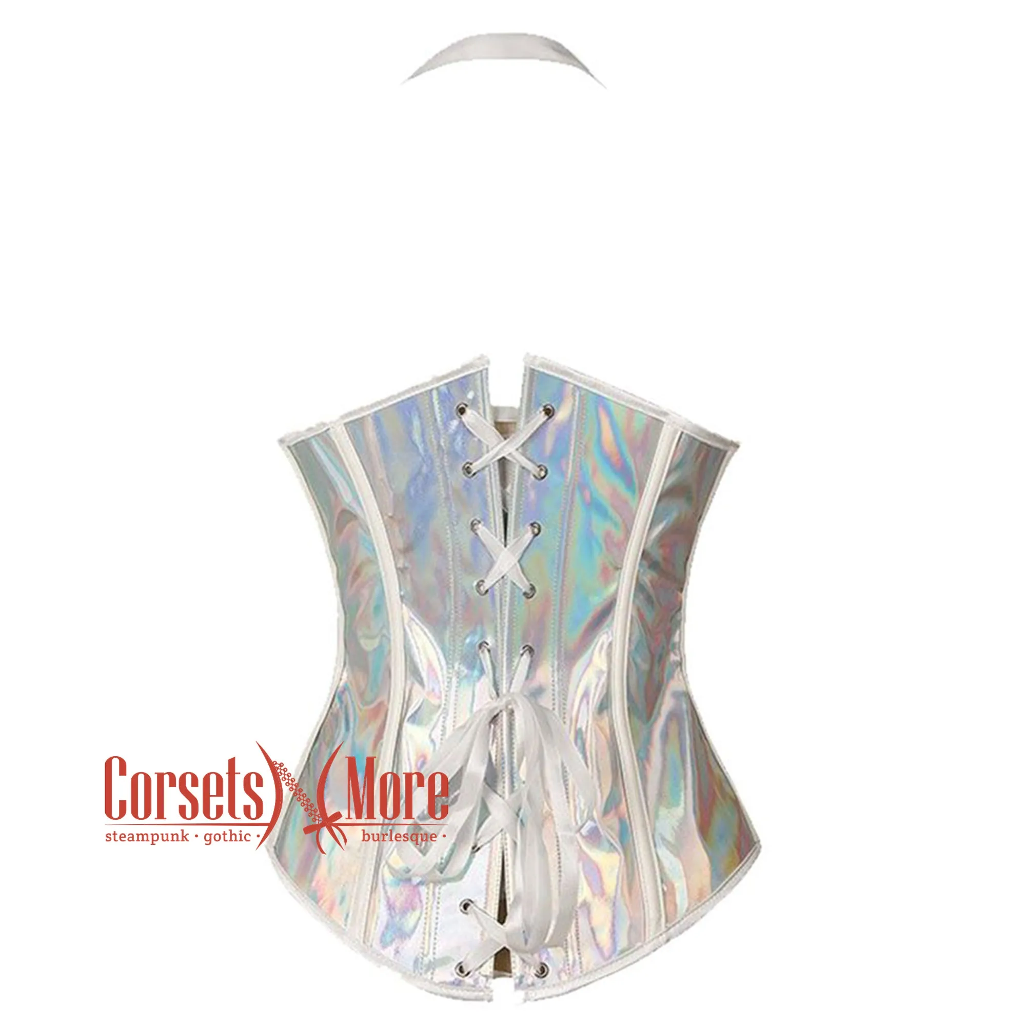 Holographic Shinny Leather Halter Neck Bustier Underbust Corset