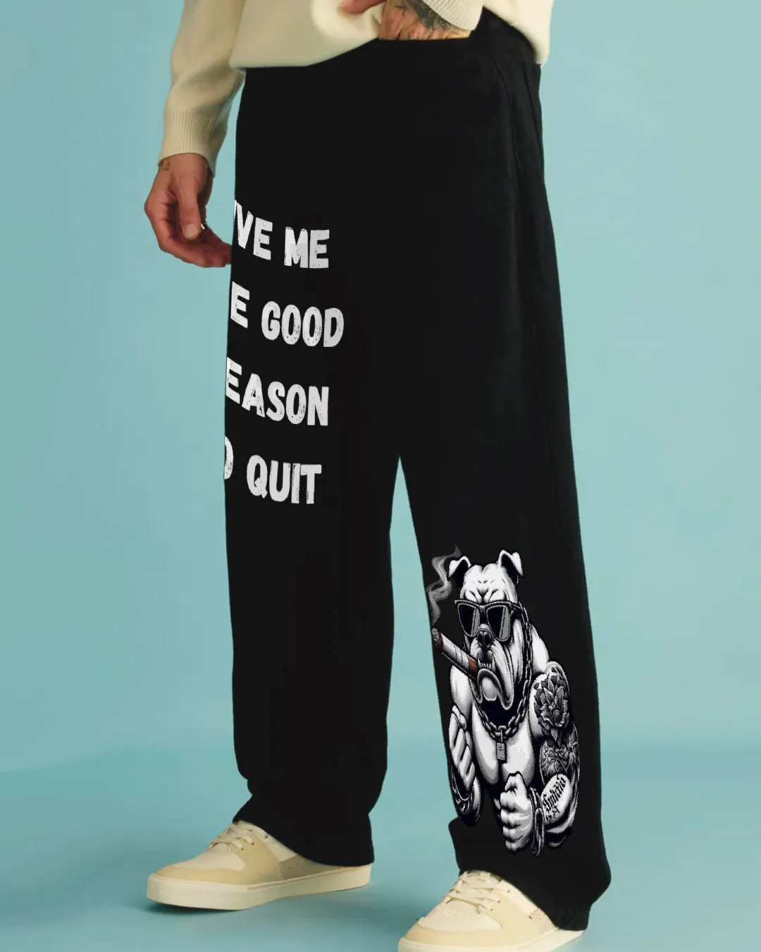 Men's Black Cotton Pant - Bull Dog(*)