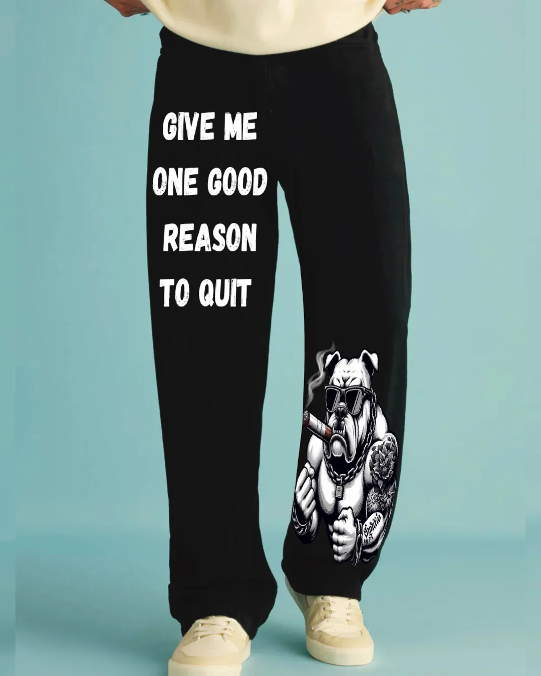Men's Black Cotton Pant - Bull Dog(*)