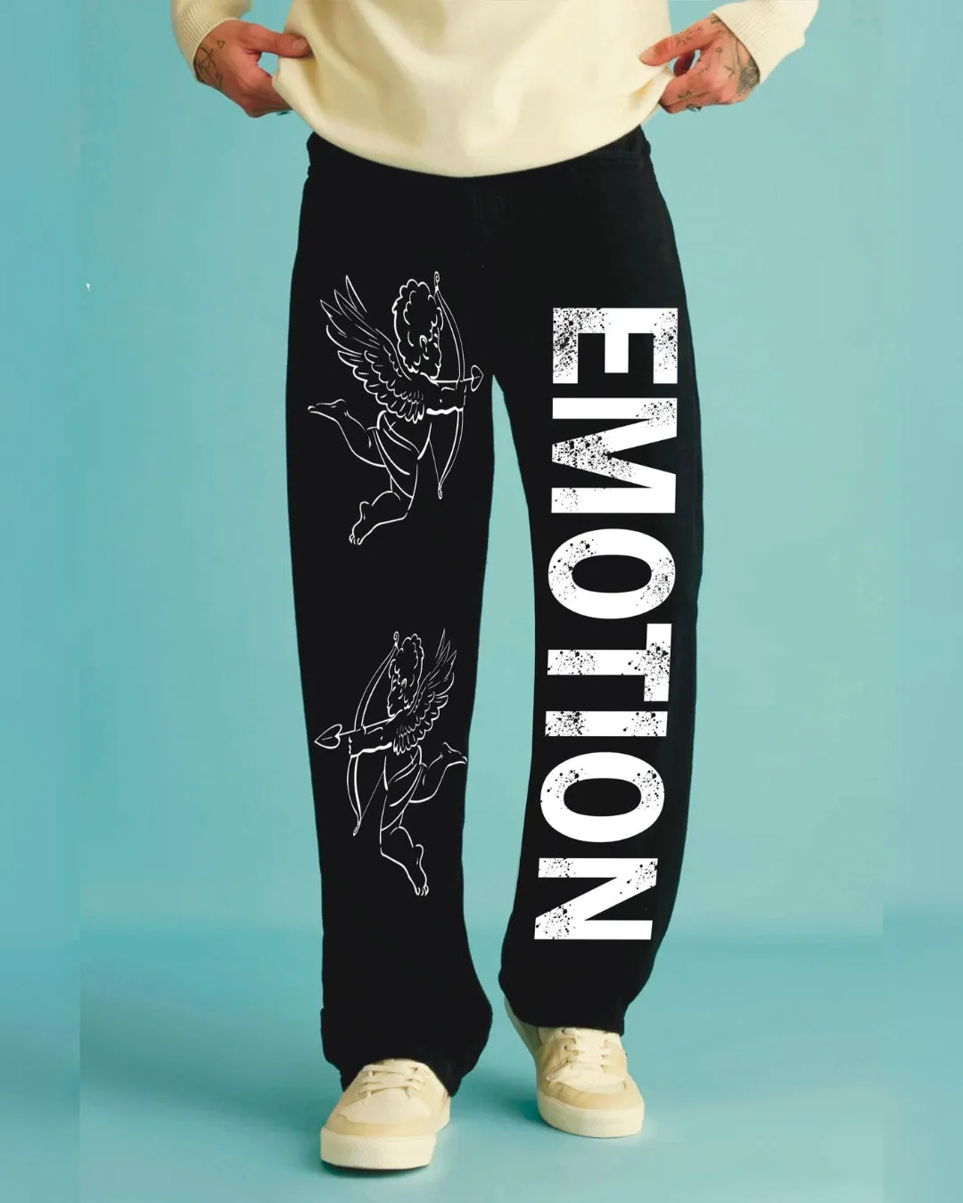 Men's Black Cotton Pant - Emotion(*)