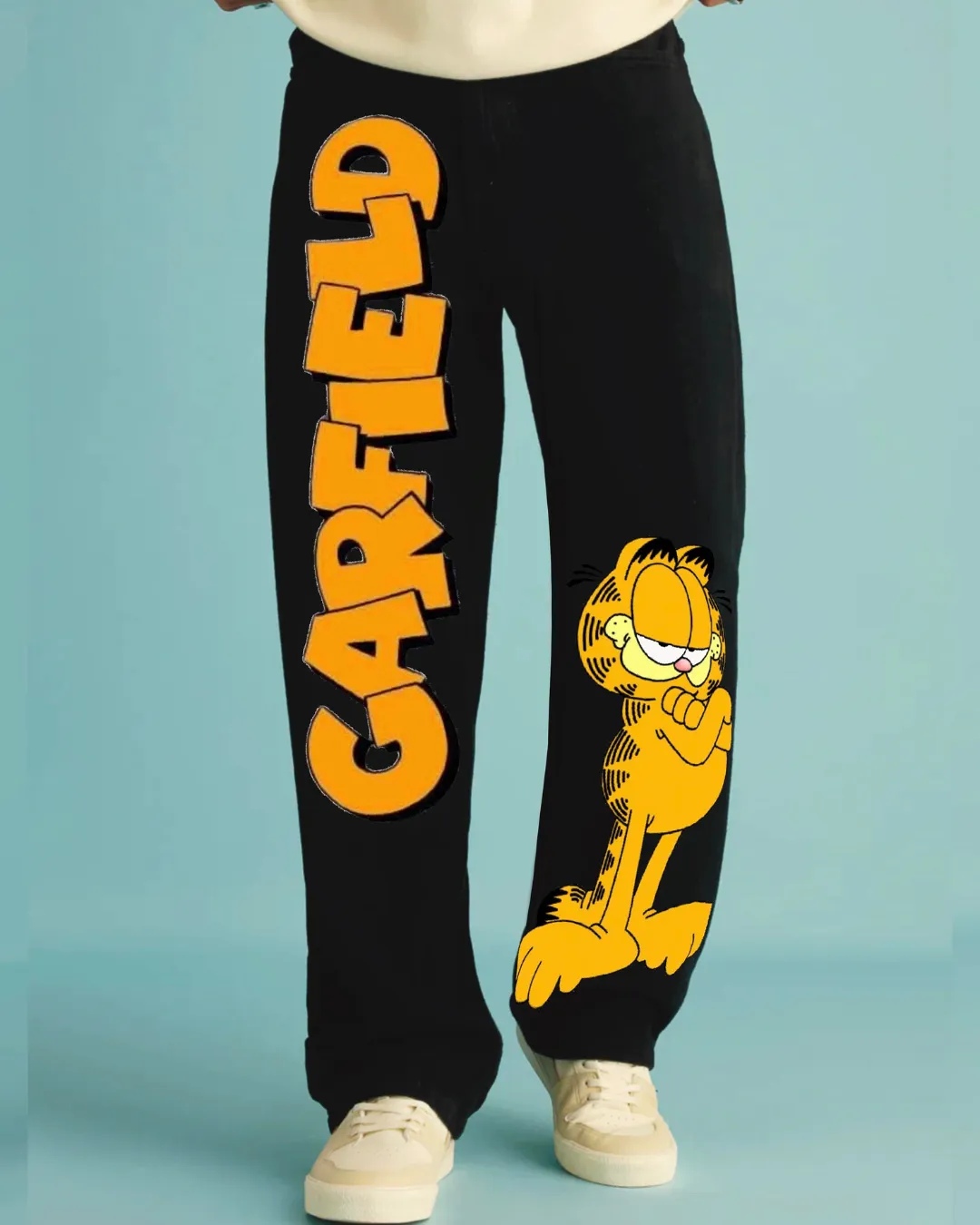 Men's Black Cotton Pant - Garfield(*)