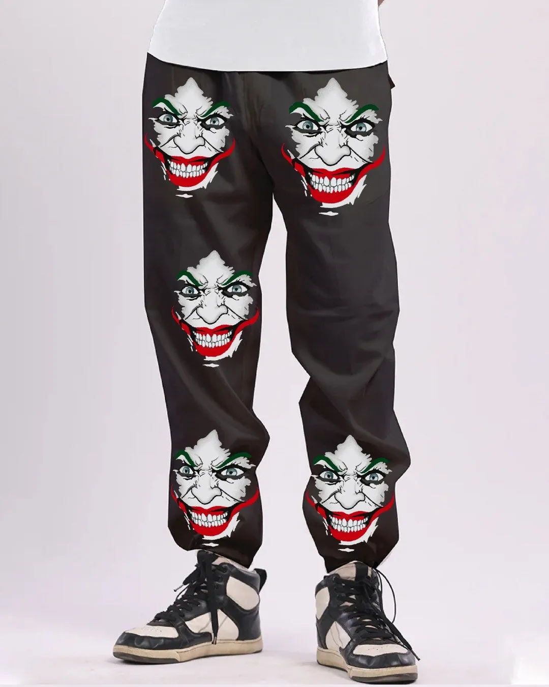 Men's Black Cotton Pants - Joker Print(*)