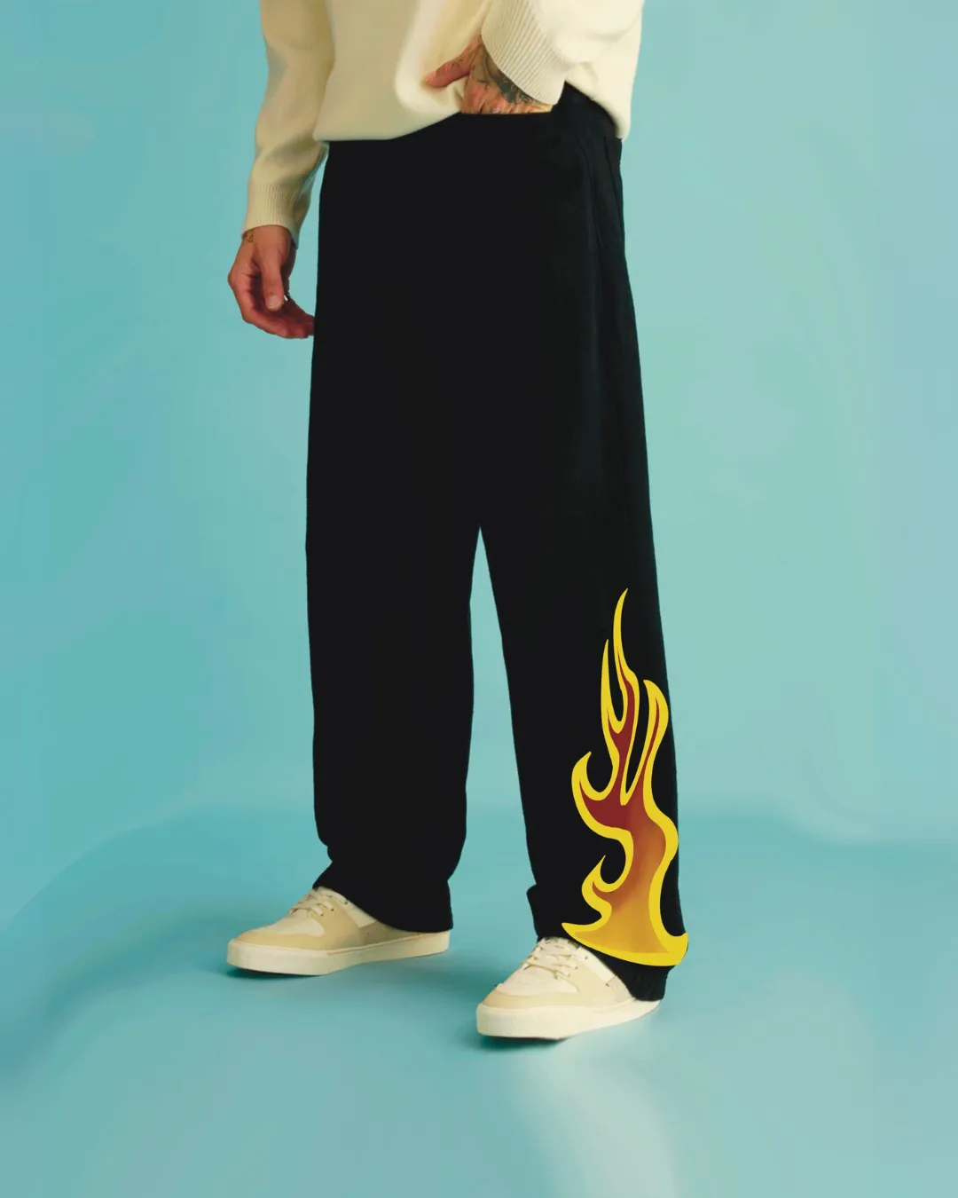 Men's Black Ultrasoft Cotton Pant - Fire Aura