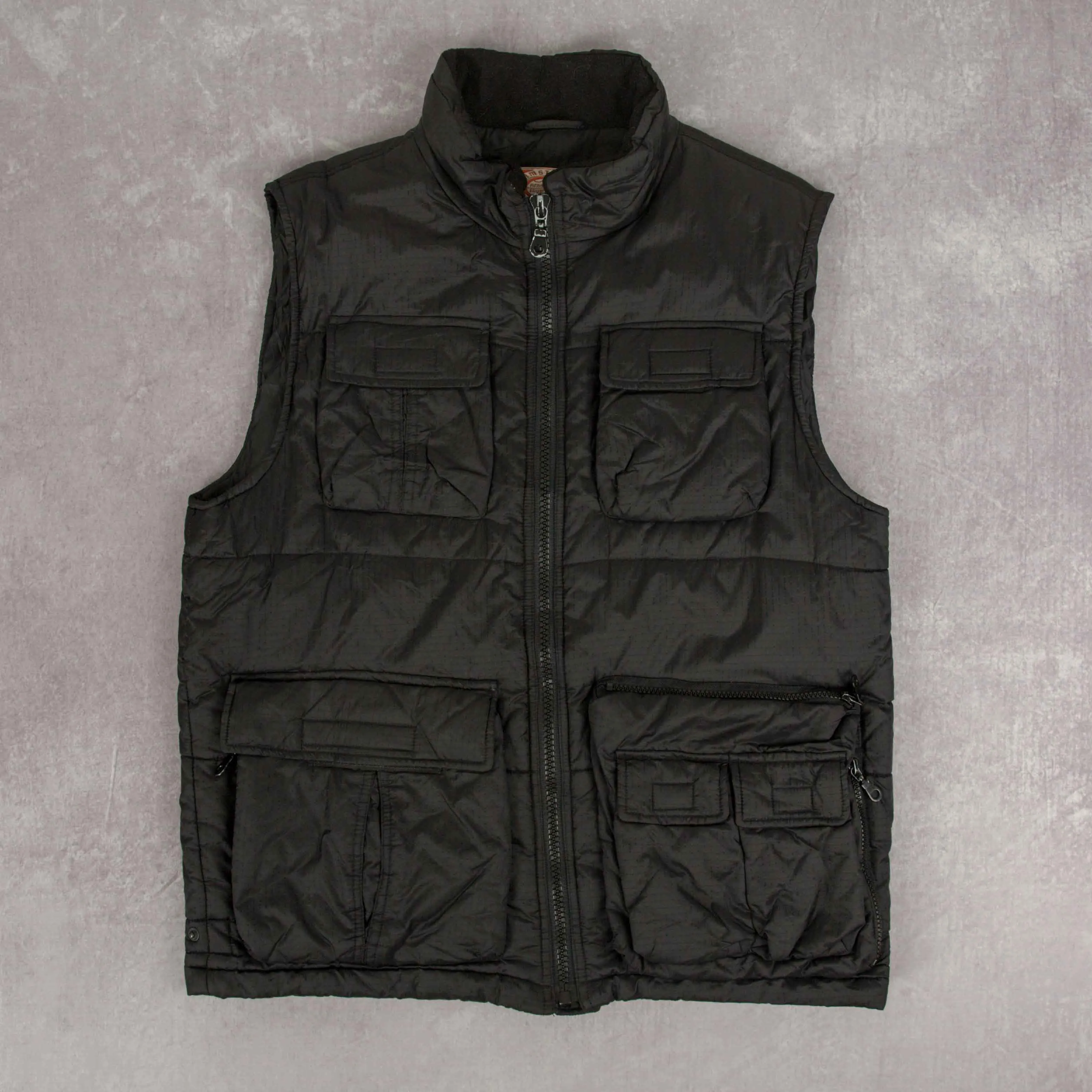 MEN'S VINTAGE FULL ZIP PUFFER GILET JACKET - LARGE