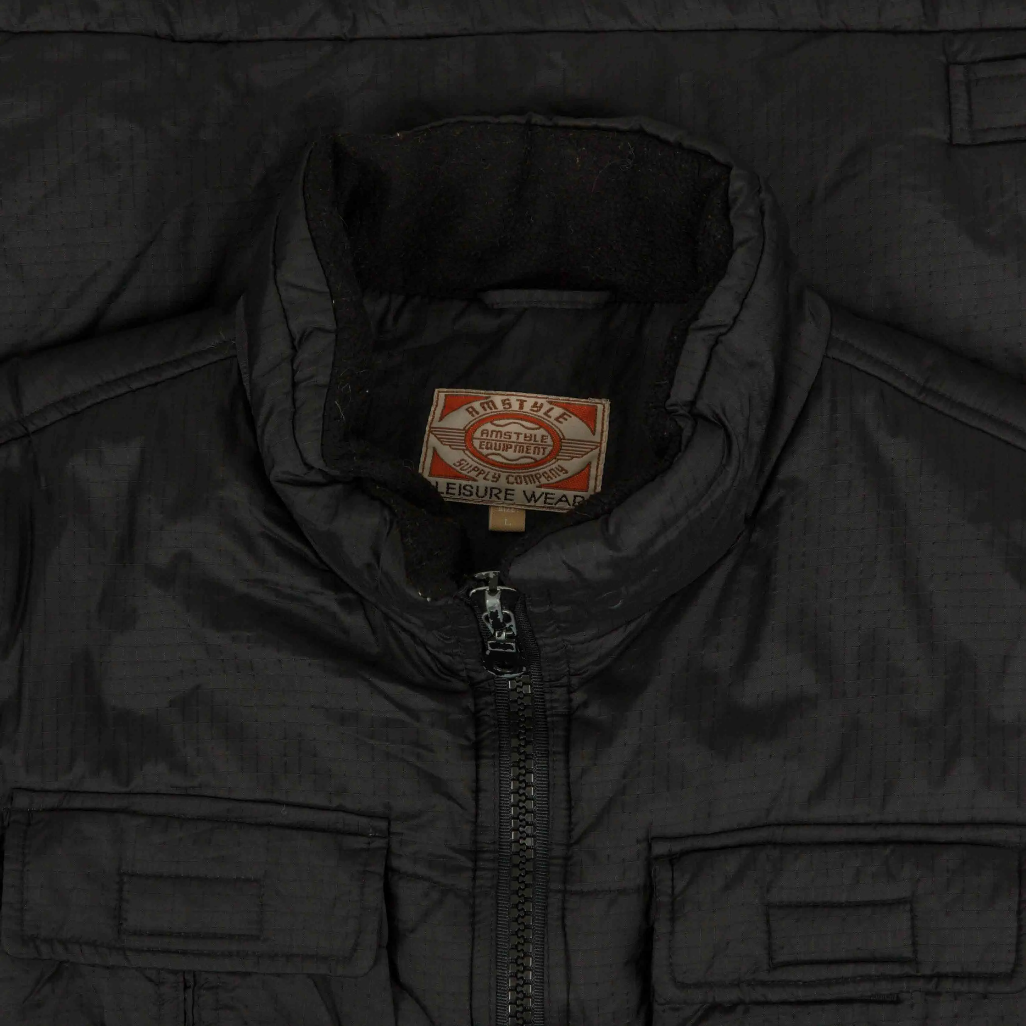MEN'S VINTAGE FULL ZIP PUFFER GILET JACKET - LARGE