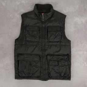 MEN'S VINTAGE FULL ZIP PUFFER GILET JACKET - LARGE