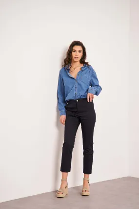 Oraije Navy Blue Straight Cut Chinos Claire