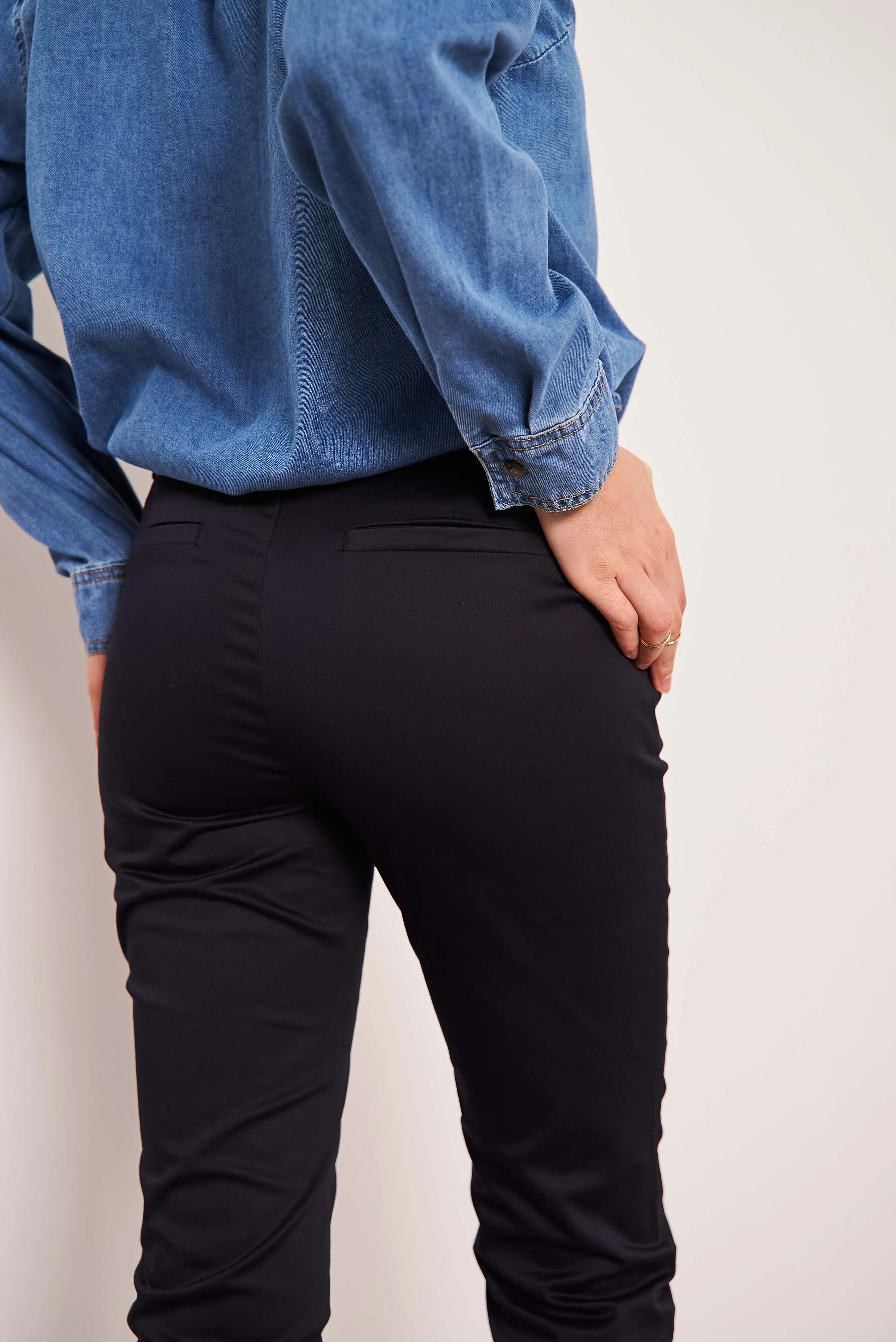 Oraije Navy Blue Straight Cut Chinos Claire