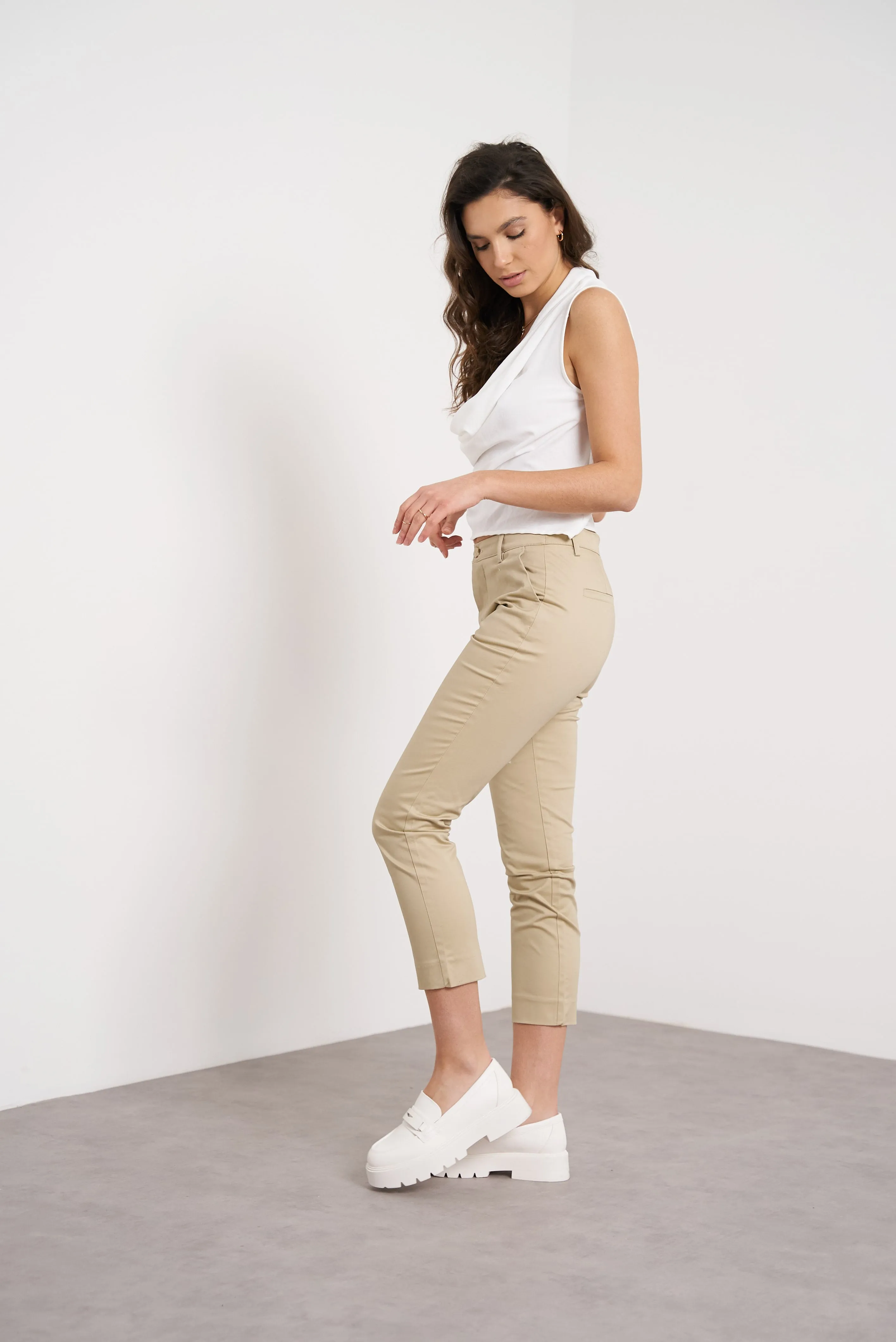 Oraije Taupe Straight Cut Chinos Claire