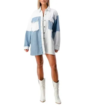 Patched Woven Denim Jacket