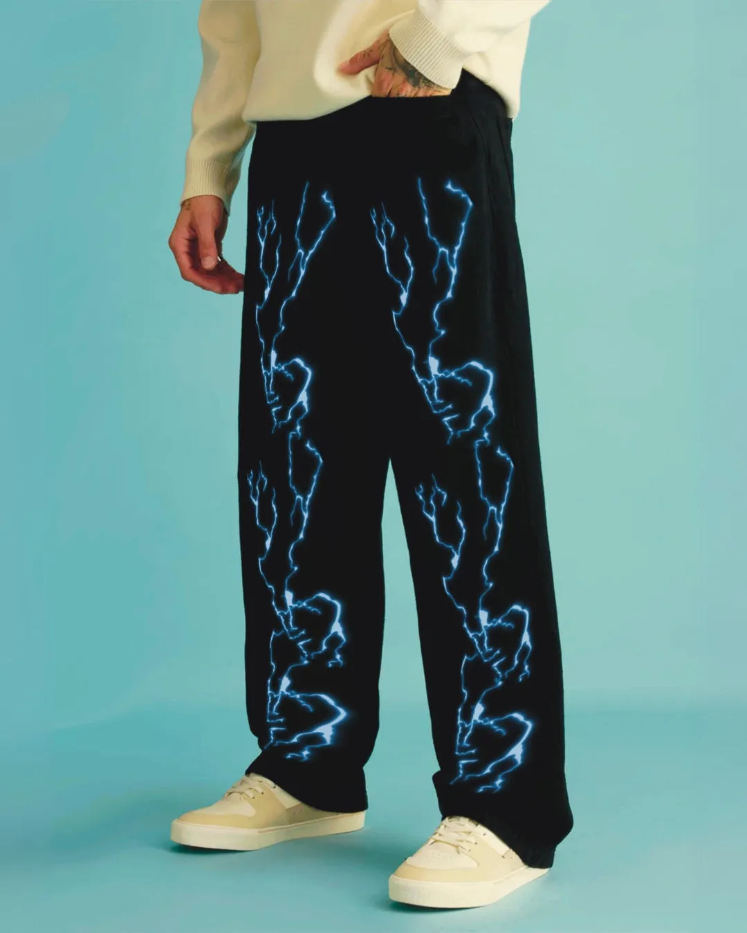 Unisex Black Cotton Pant - Lightning(*)