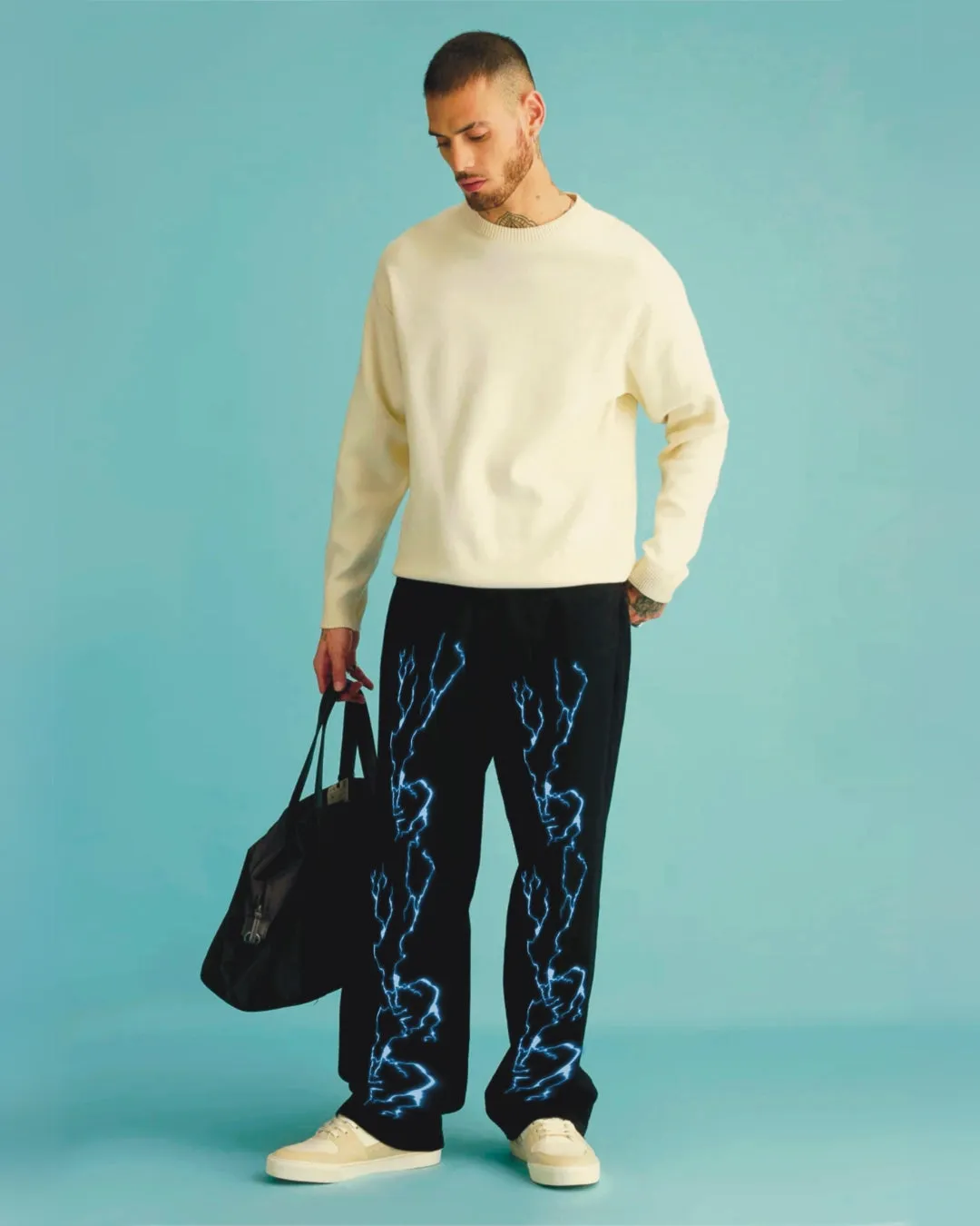 Unisex Black Cotton Pant - Lightning(*)