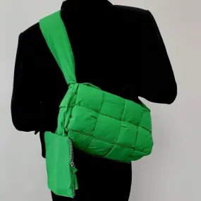 Woven Puffer Sling Bag with Purse-Showtown