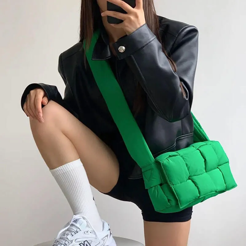 Woven Puffer Sling Bag with Purse-Showtown