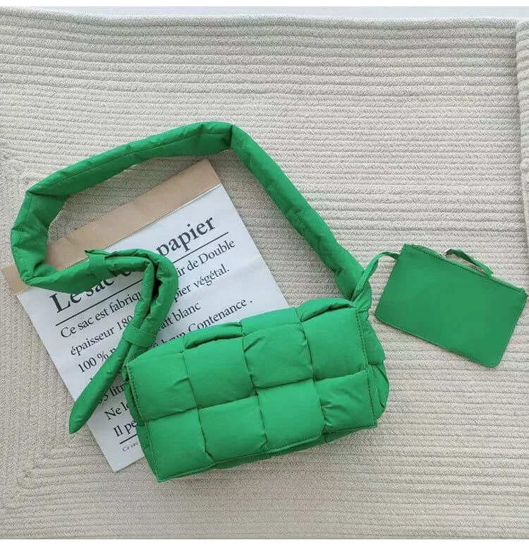Woven Puffer Sling Bag with Purse-Showtown